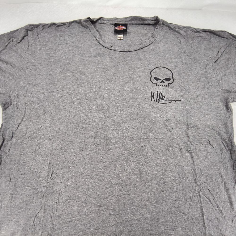 Harley Davidson Casual Short Sleeve Crew Neck Graphic Shirt Mens Size 2XL Gray